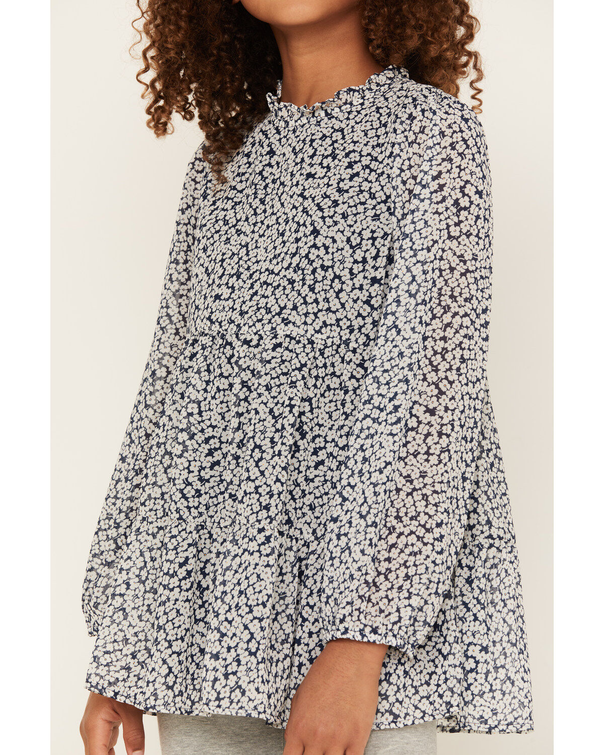 Hayden Girls' Ditsy Floral Long Sleeve Ruffle Top