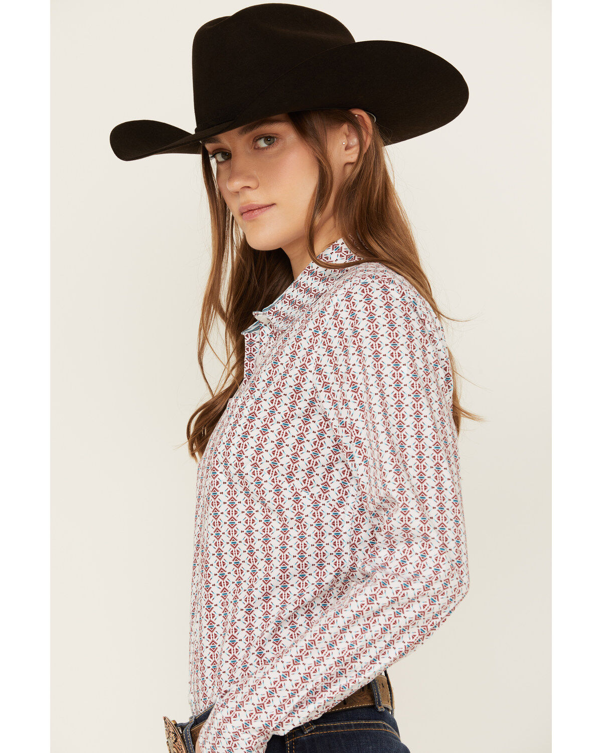 Ariat Women's Geo Print Long Sleeve Button-Down Western Shirt