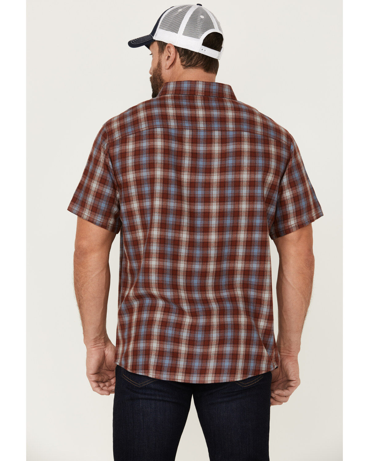 Brothers and Sons Men's Plaid Casual Woven Short Sleeve Button-Down Western Shirt
