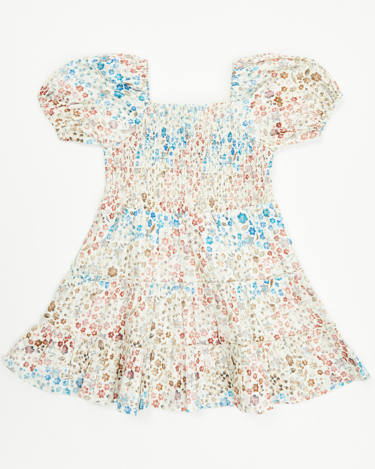 Shyanne Toddler Girls' Floral Print Puff Short Sleeve Midi Dress