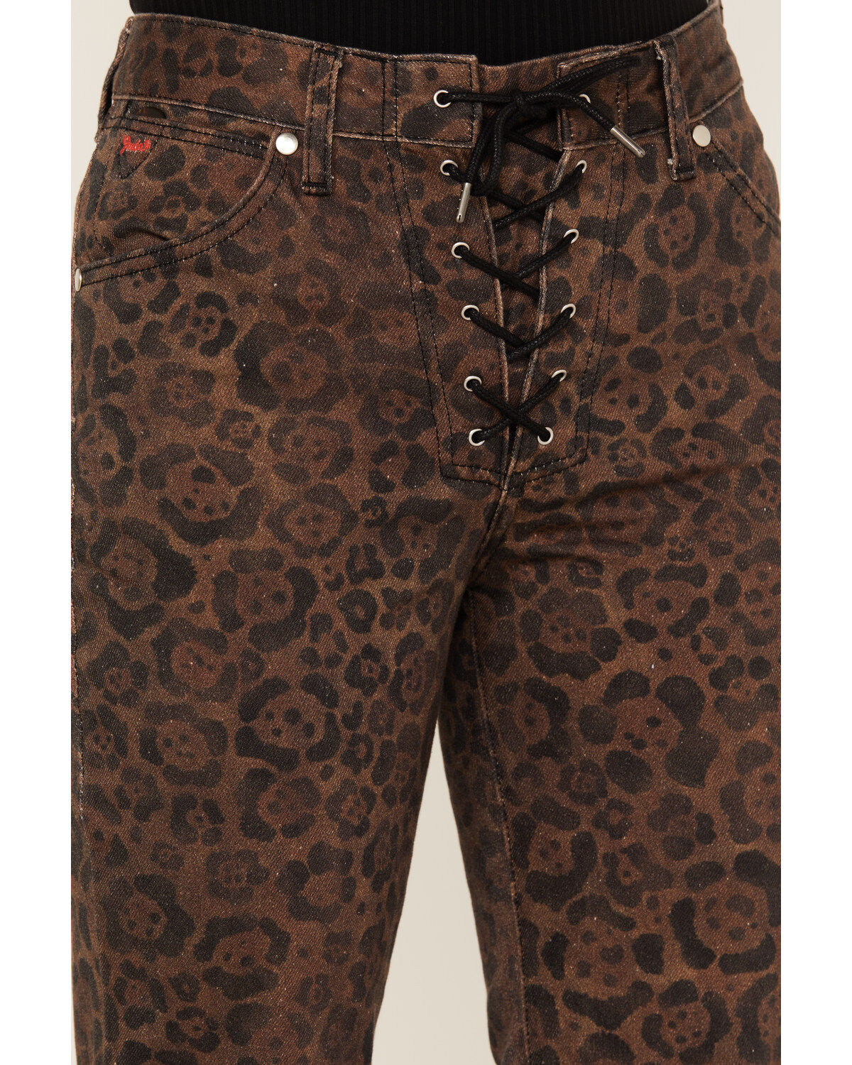 Wrangler X Fender Women's Leopard Print Lace-Up Denim Jeans