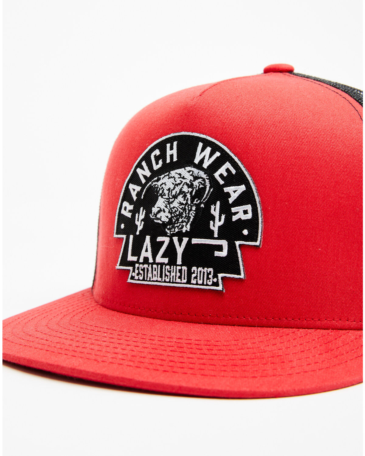Lazy J Ranch Men's Red & Black Arrowhead Logo Patch Mesh-Back Ball Cap