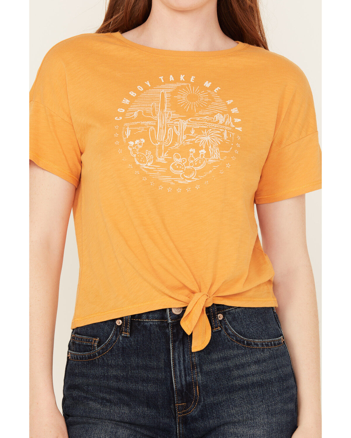 Shyanne Women's Cowboy Take Me Away Short Sleeve Tie-Front Tee