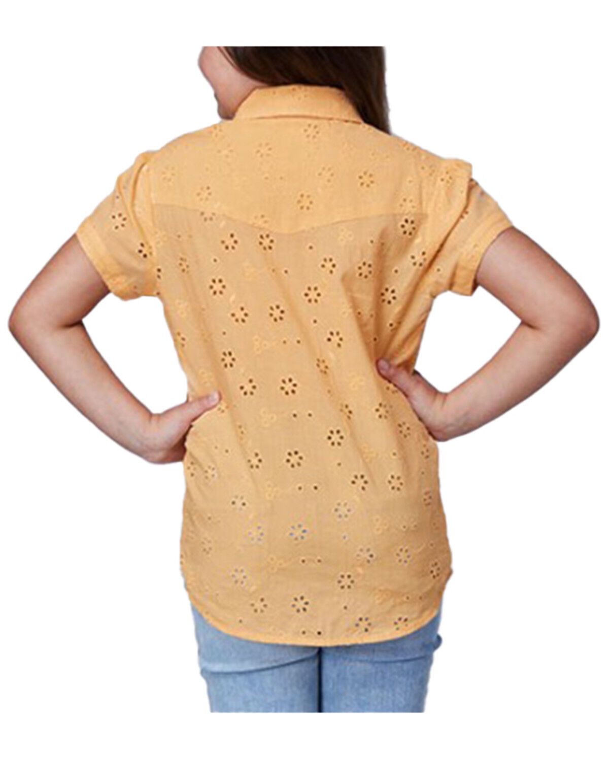 Roper Girls' Eyelet Short Sleeve Button-Down Western Shirt