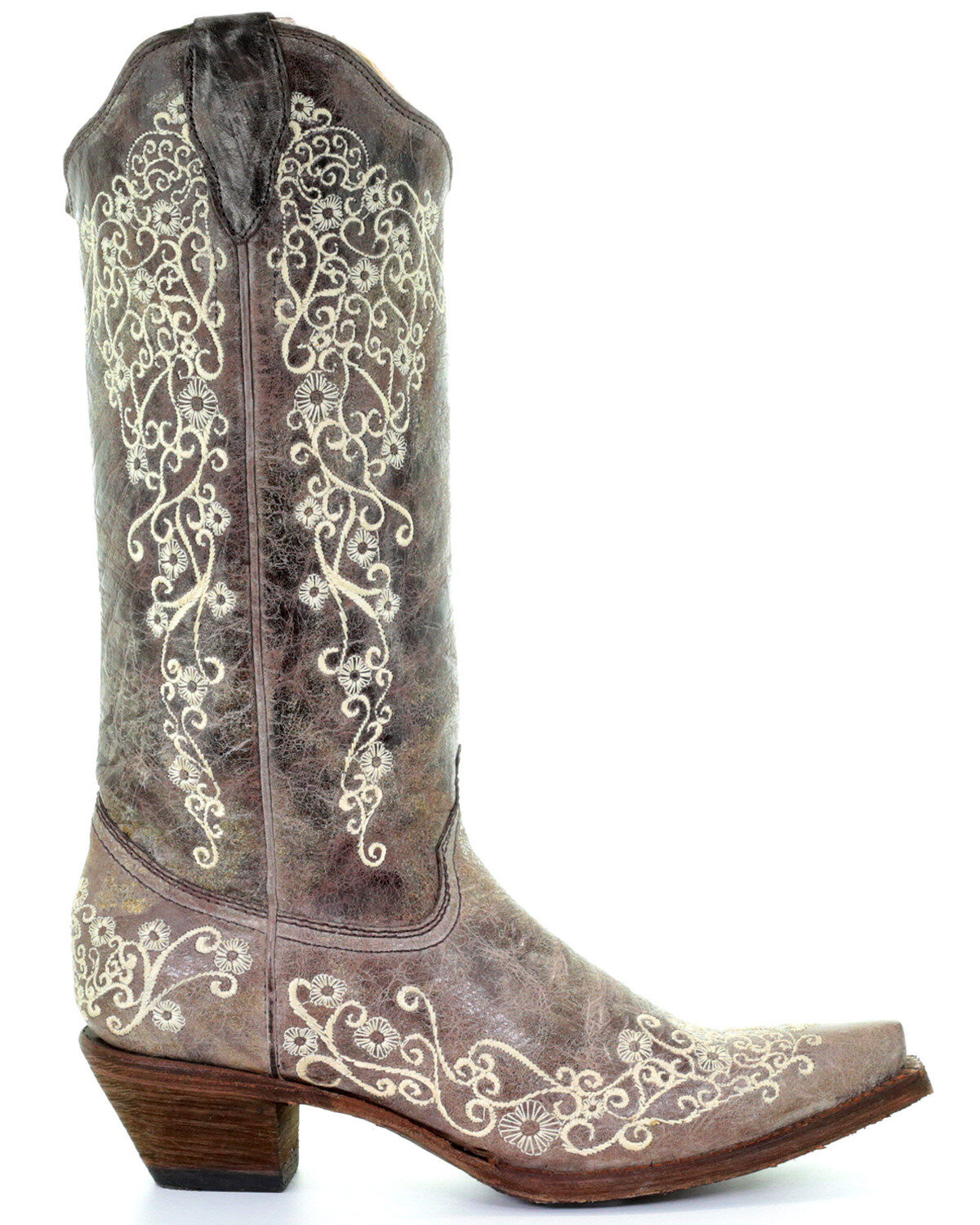Corral Women's Crater with Bone Embroidery Western Boots - Snip Toe