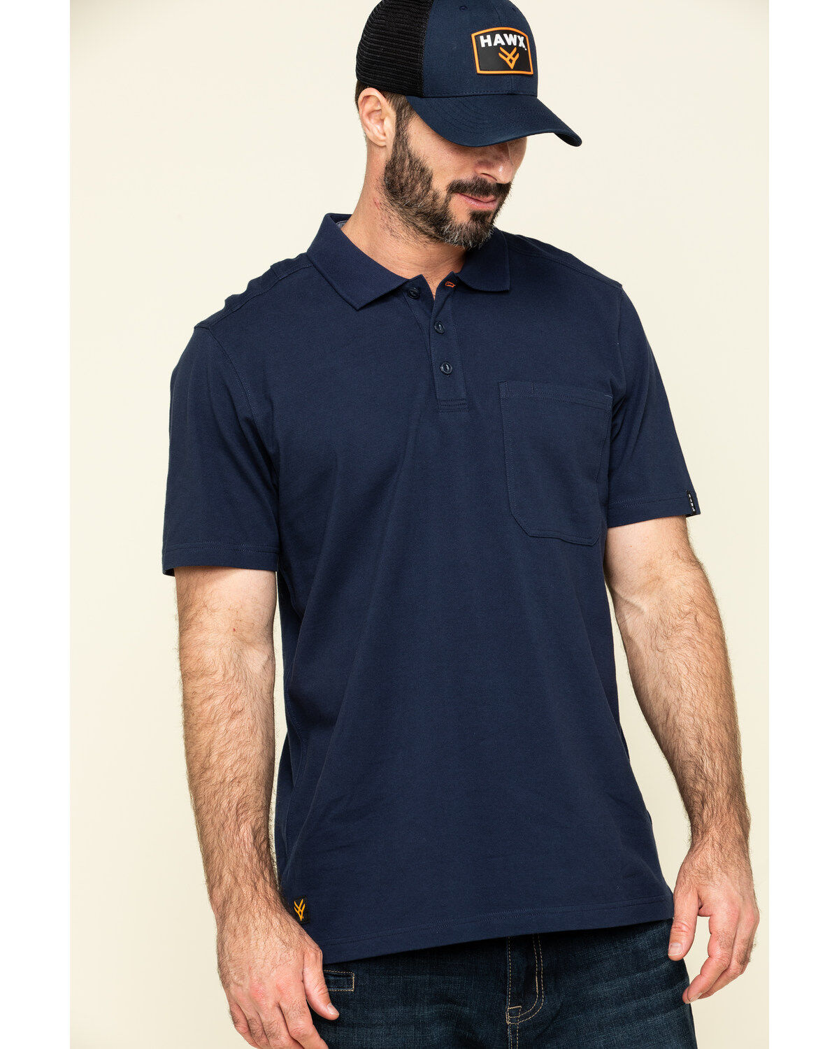 Hawx Men's Navy Miller Pique Short Sleeve Work Polo Shirt