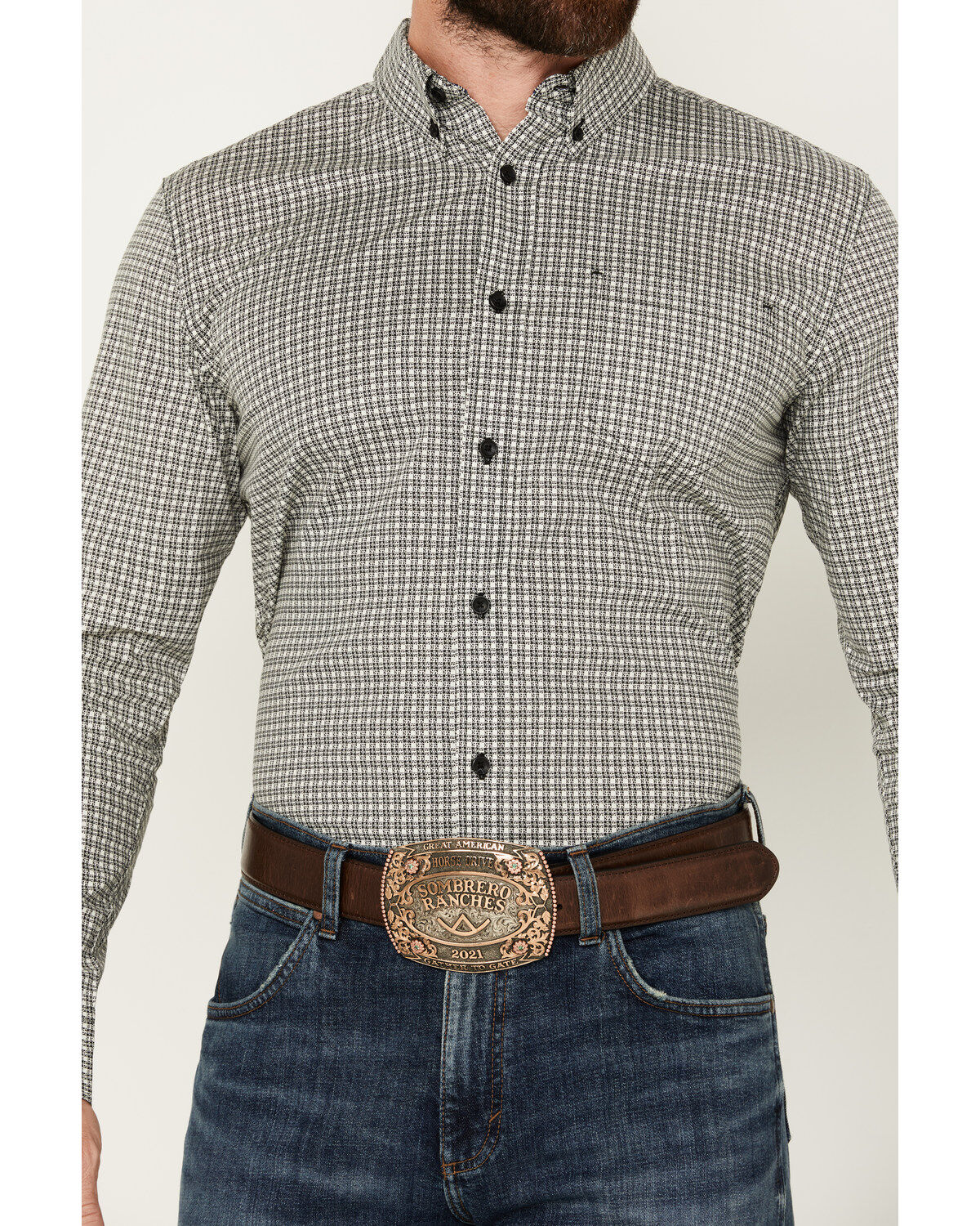 Cody James Men's Burro Checkered Print Long Sleeve Button-Down Shirt