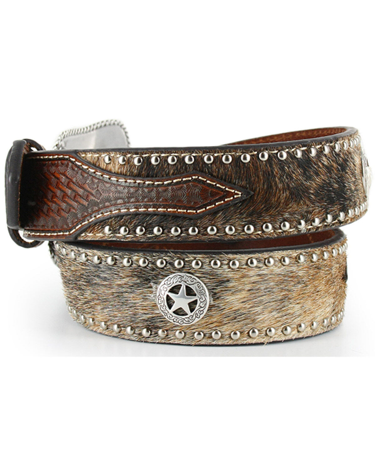 Cody James Men's Hair-On-Hide Star Concho Belt