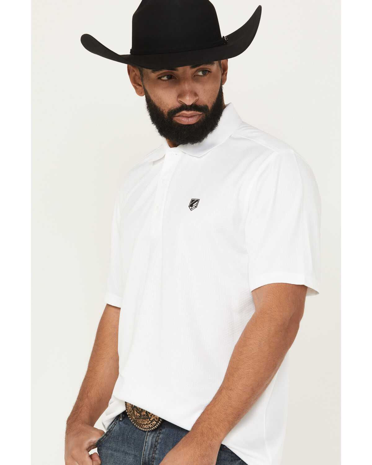 RANK 45® Men's Pickup Dobby Geo Print Short Sleeve Button-Down Polo