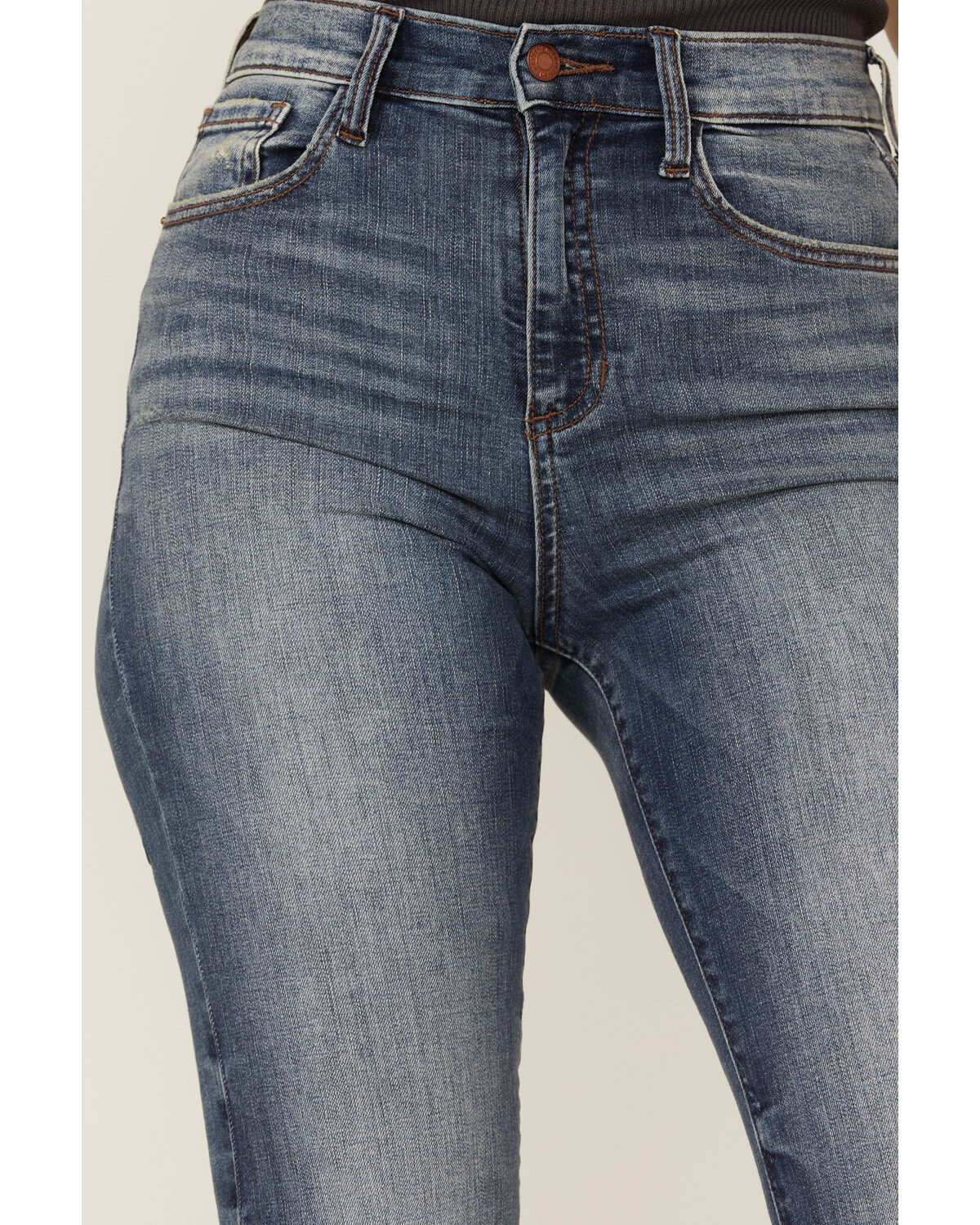 Sneak Peek Women's Vintage High Rise Raw Hem Dark Flare Jeans