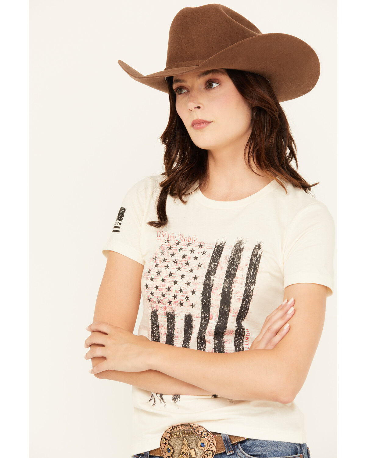 Howitzer Women's We The People Flag Short Sleeve Graphic Tee