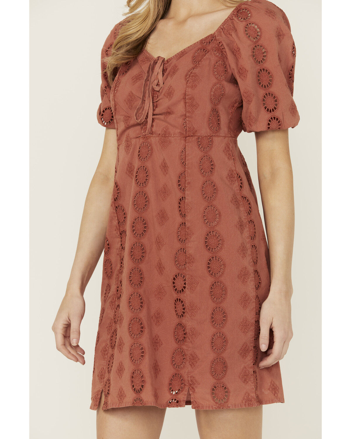 Shyanne Women's Eyelet Tie Front Mini Dress