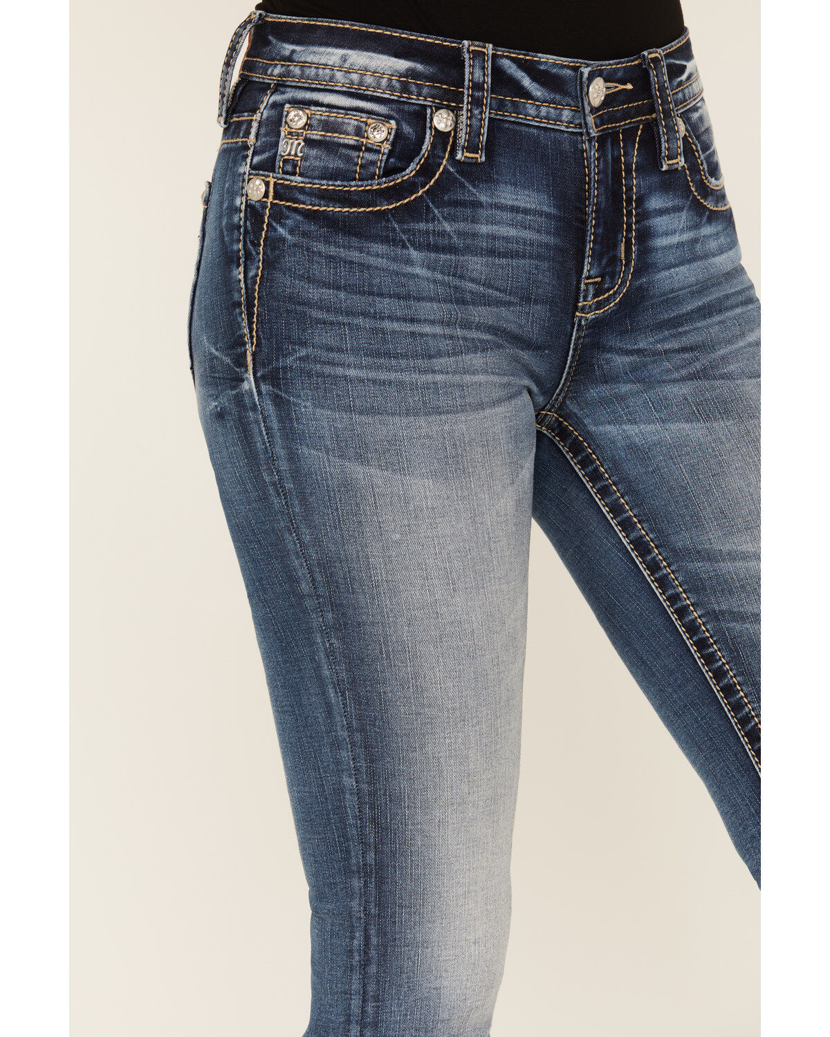 Miss Me Women's Dark Wash Mid Rise Stretch Bootcut Jeans