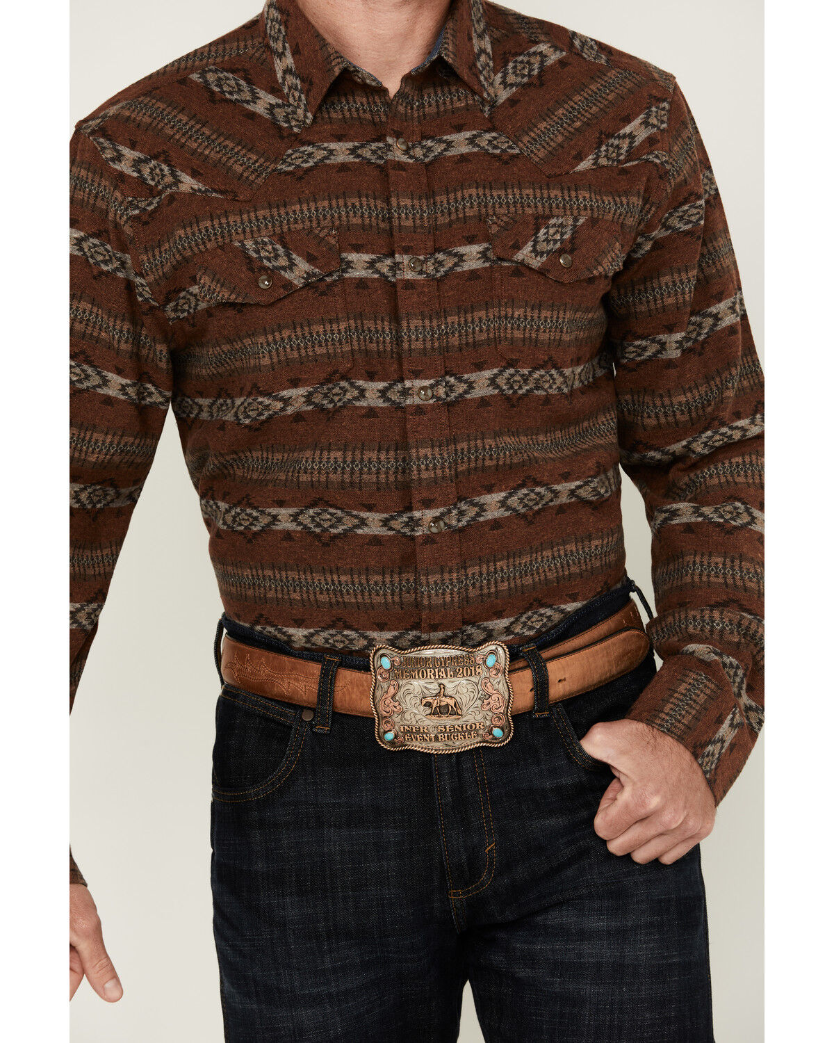 Cody James Men's Resource Southwestern Striped Long Sleeve Snap Western Shirt