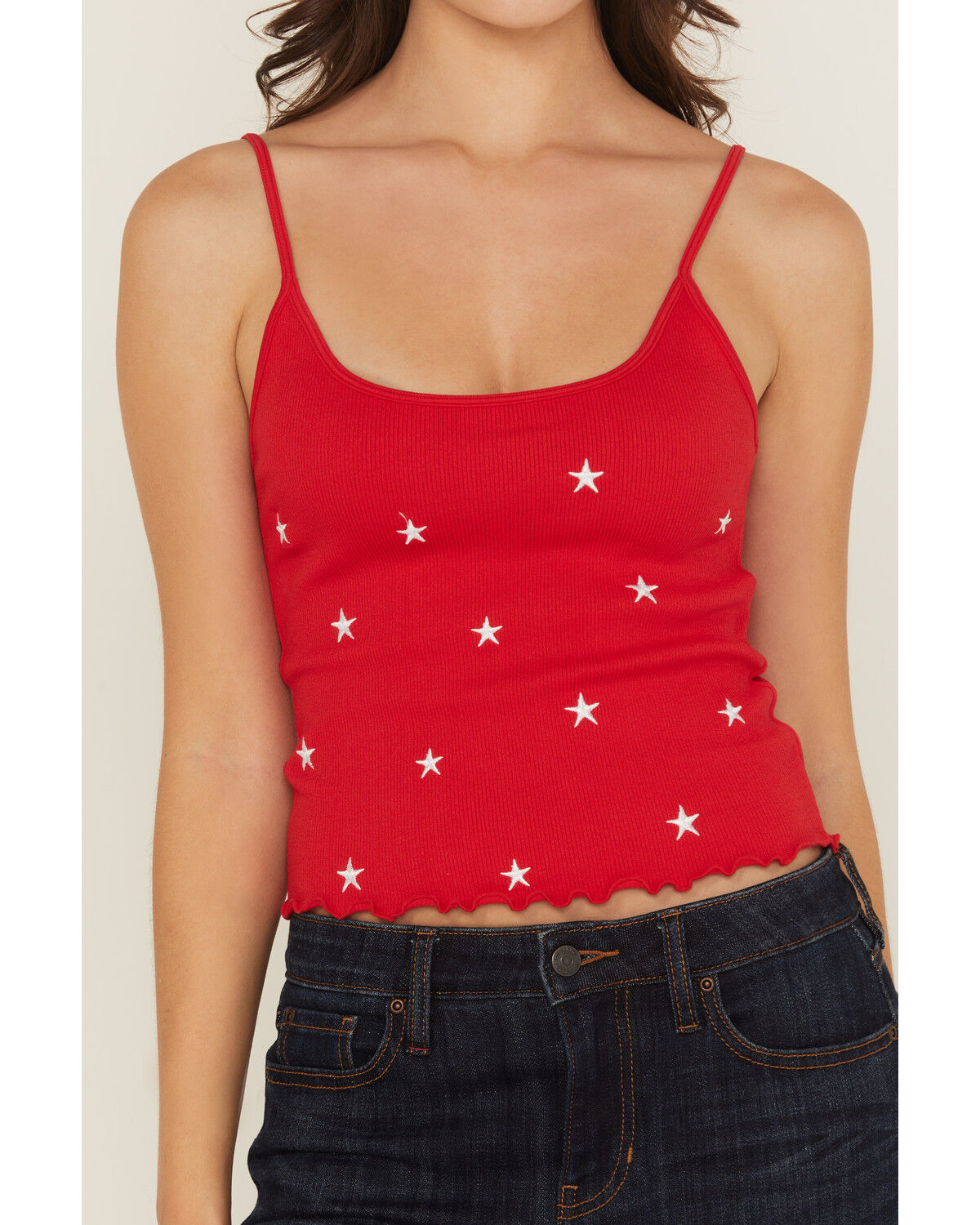 Fornia Women's Star Embroidered Sleeveless Cropped Tank Top