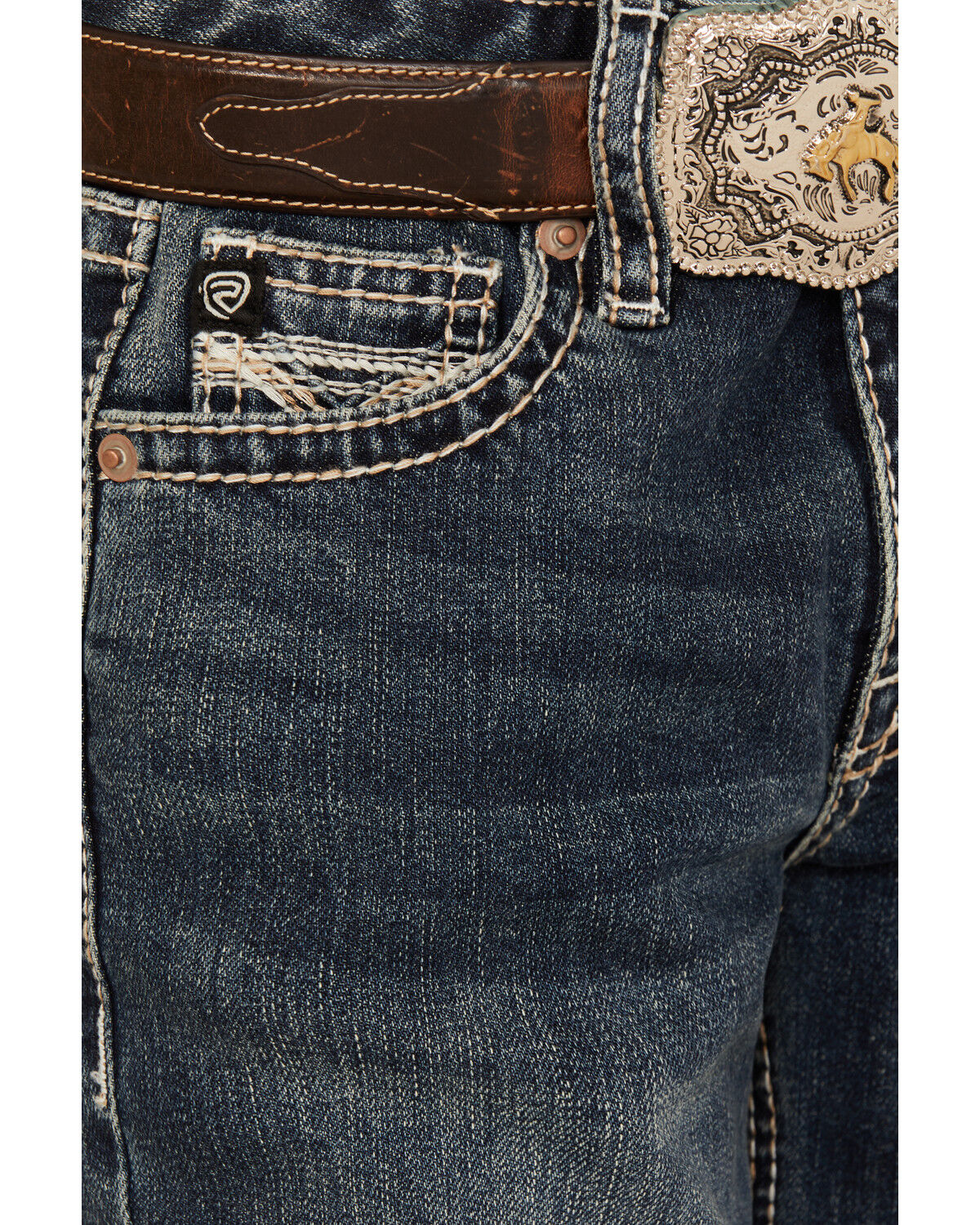 Rock & Roll Denim Boys' Medium Wash Two-Toned Stitch Bootcut Denim Jeans