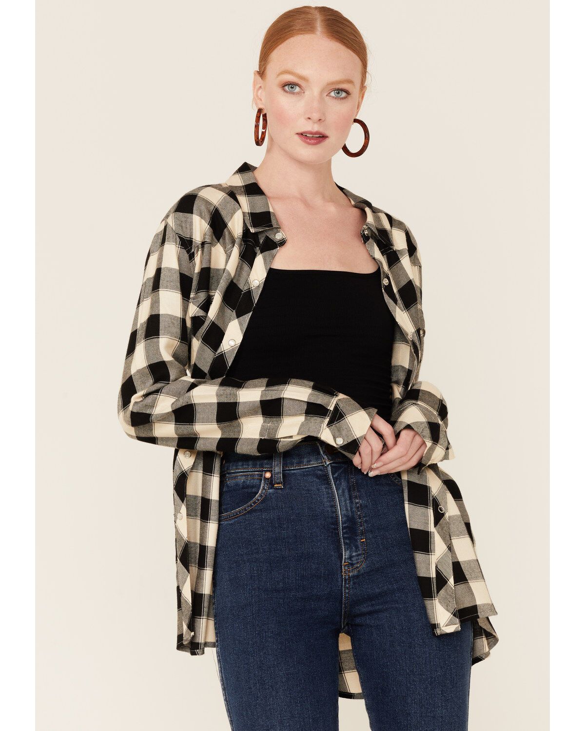 Stetson Women's Buffalo Plaid Print Long Sleeve Pearl Snap Shirt