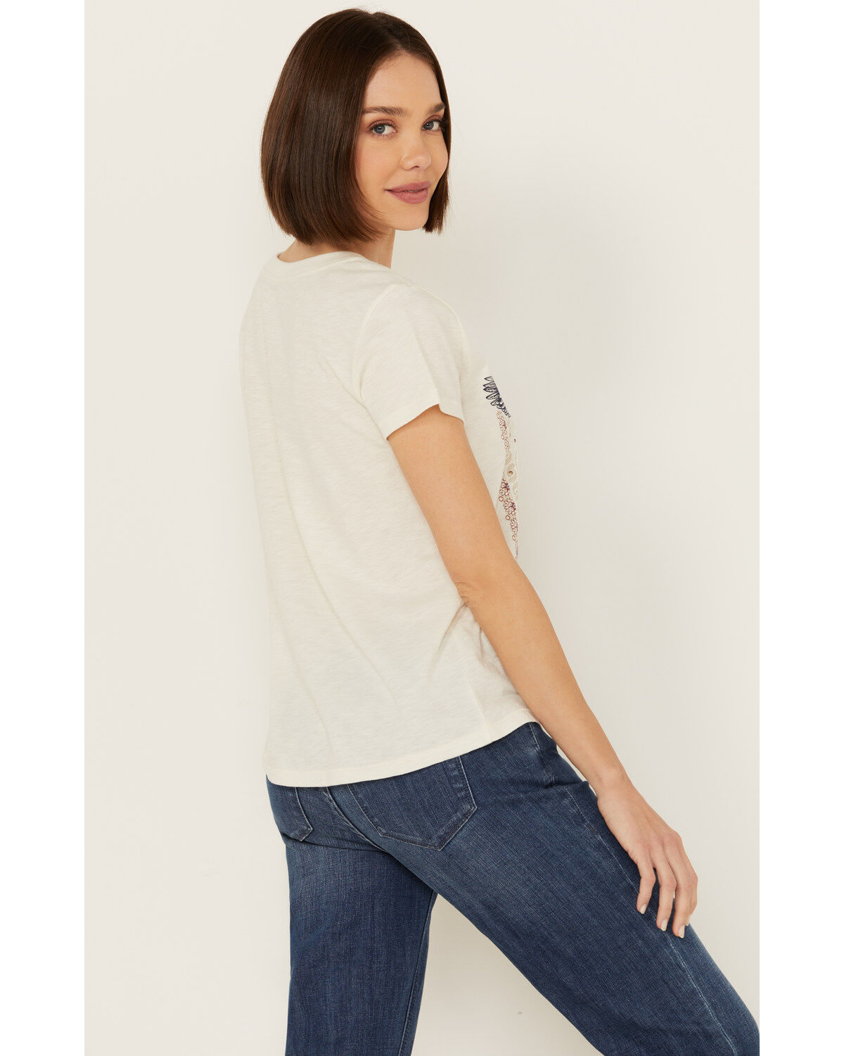 Shyanne Women's Be Free Studded Short Sleeve Boyfriend Graphic Tee