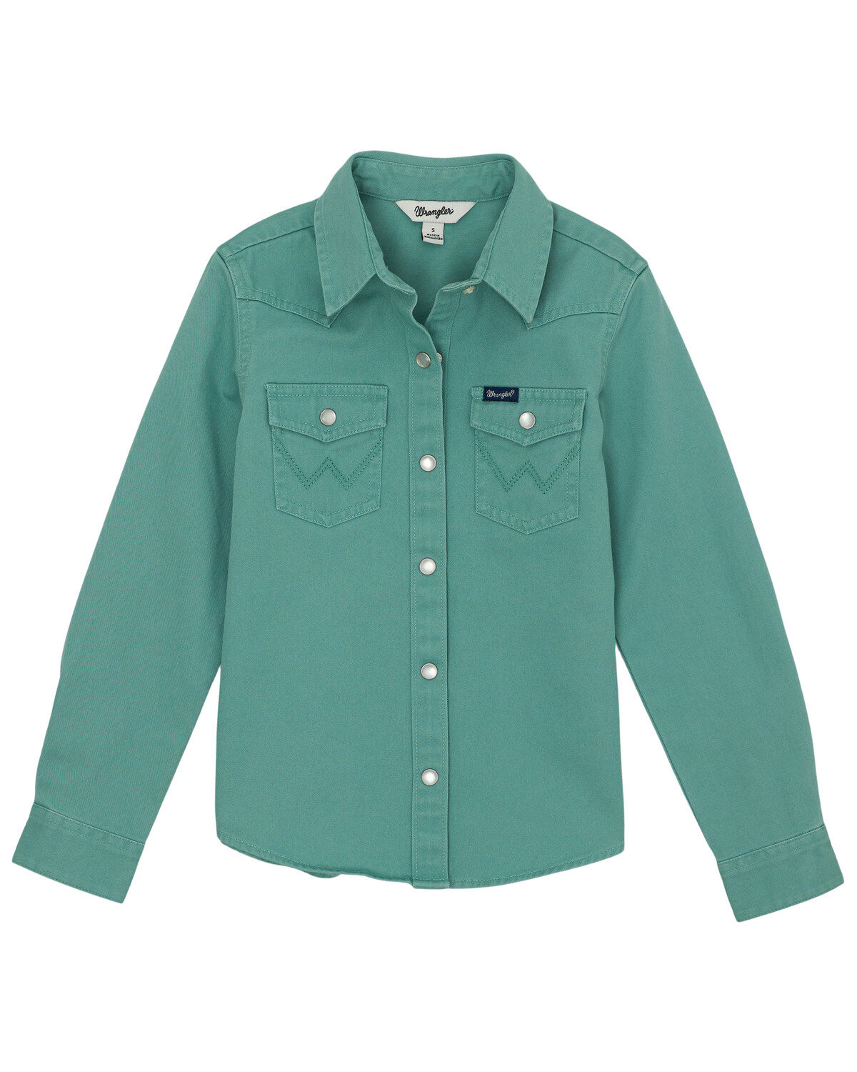 Wrangler Girls' Solid Long Sleeve Snap Western Shirt