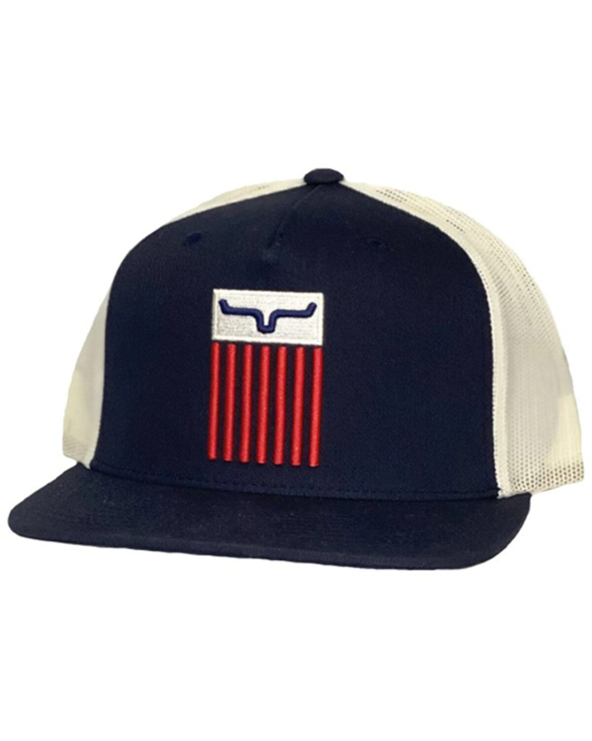 Kimes Ranch Men's Navy Cody 3D Embroidered Flag Logo Mesh-Back Trucker Cap