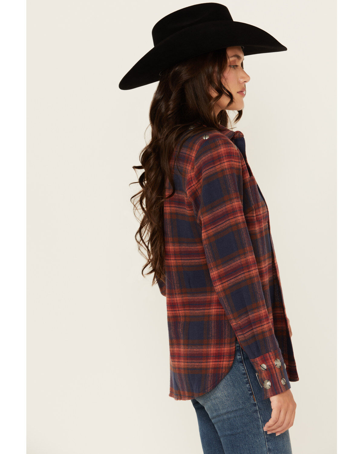 Shyanne Women's Embellished Plaid Print Long Sleeve Snap Western Shirt