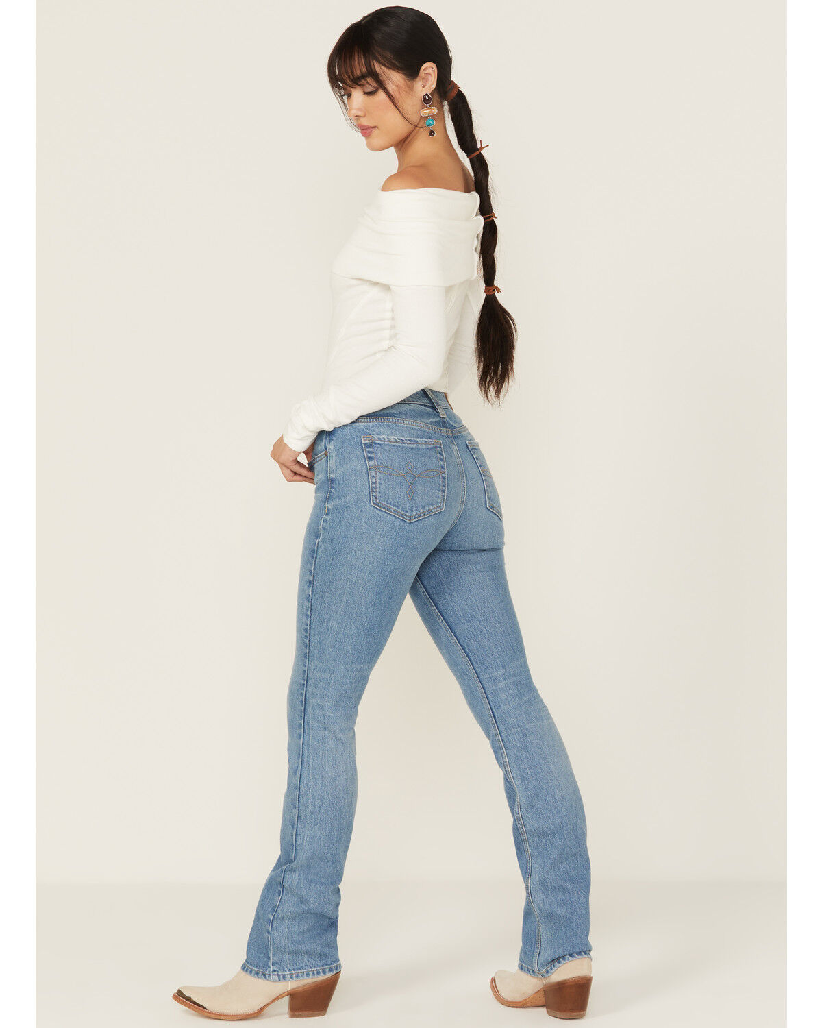 Shyanne Women's Georgia Medium Wash High Rise Skinny Bootcut Stretch Denim Jeans