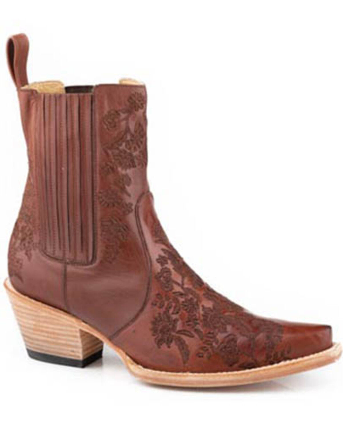 Stetson Women's Cordelia Floral Embroidered Western Boots - Snip Toe