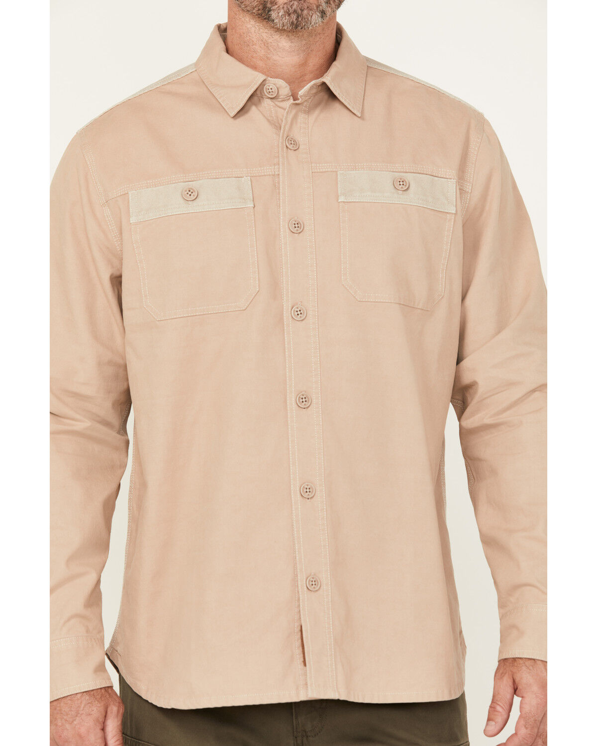 Lucky Brand Workwear Men's Solid Slub Canvas Long Sleeve Button-Down Work Shirt