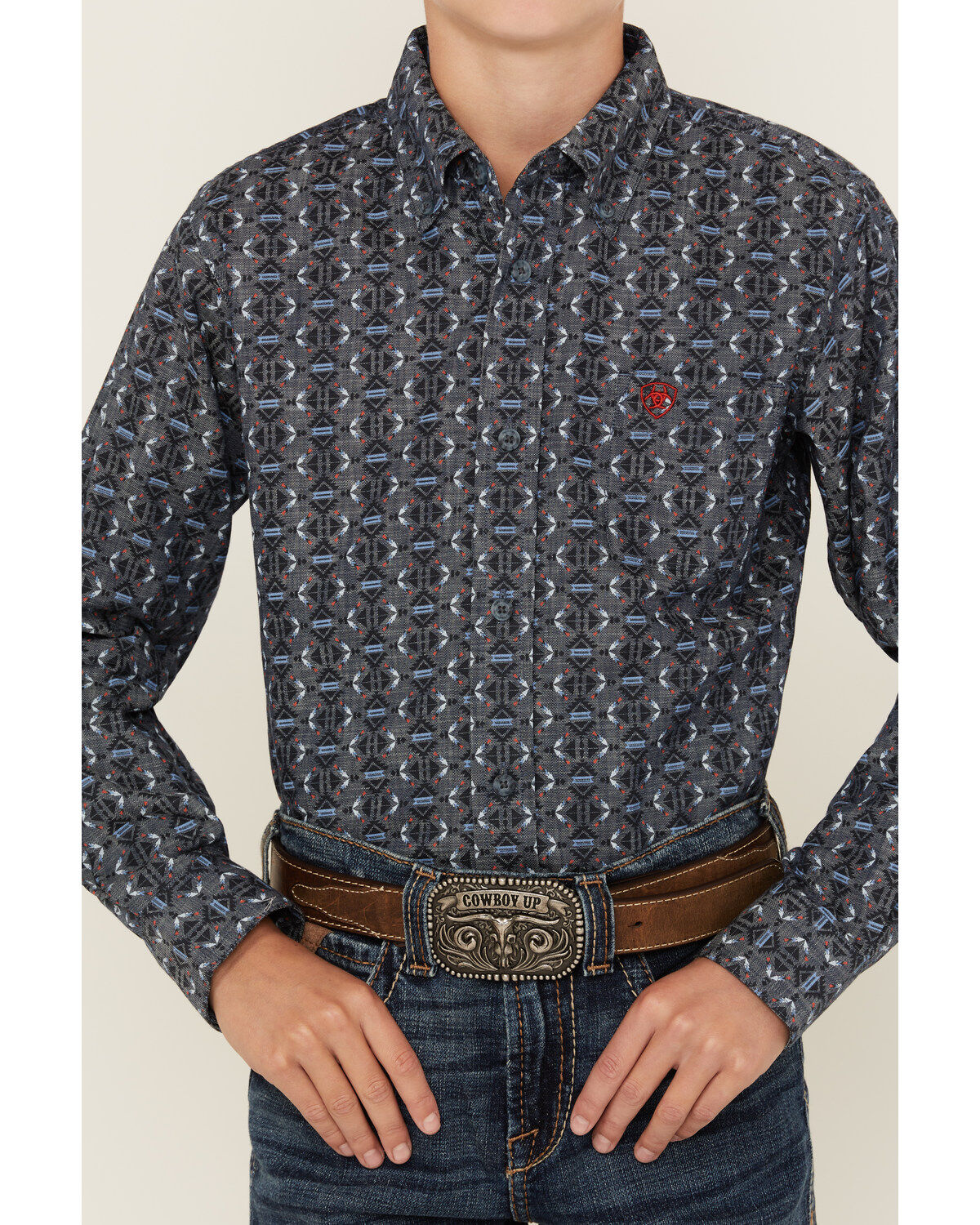 Ariat Boys' Classic Southwestern Print Long Button-Down Western Shirt