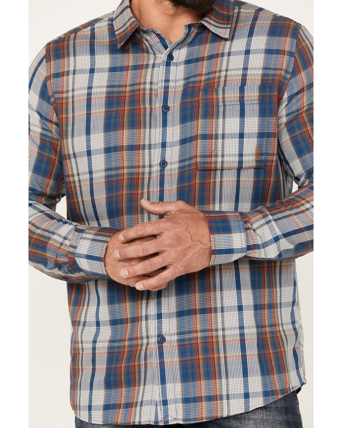 Brothers and Sons Men's Plaid Print Long Sleeve Button Down Performance Western Shirt