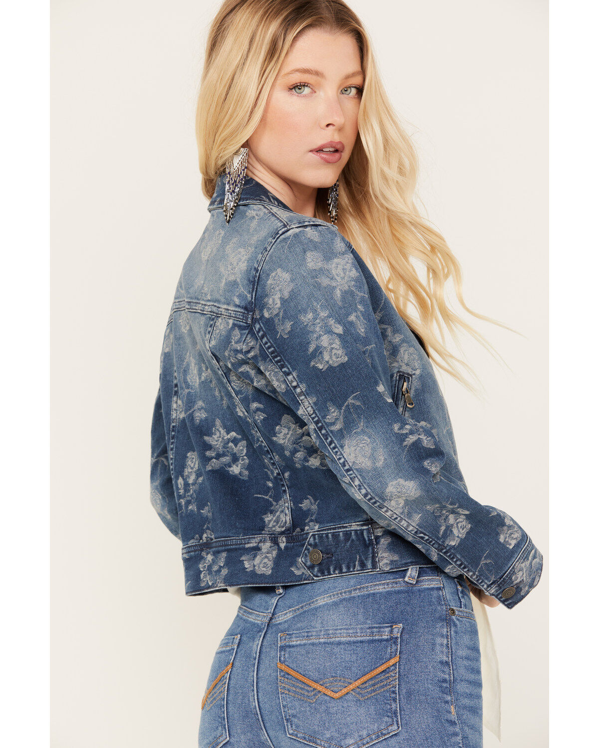 Idyllwind Women's Floral Drive Print Denim Moto Jacket