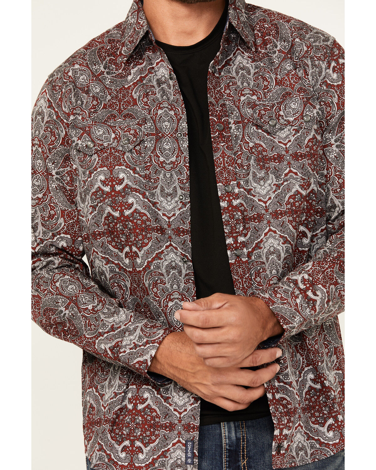 Moonshine Spirit Men's Manhattan Paisley Print Long Sleeve Snap Western Shirt