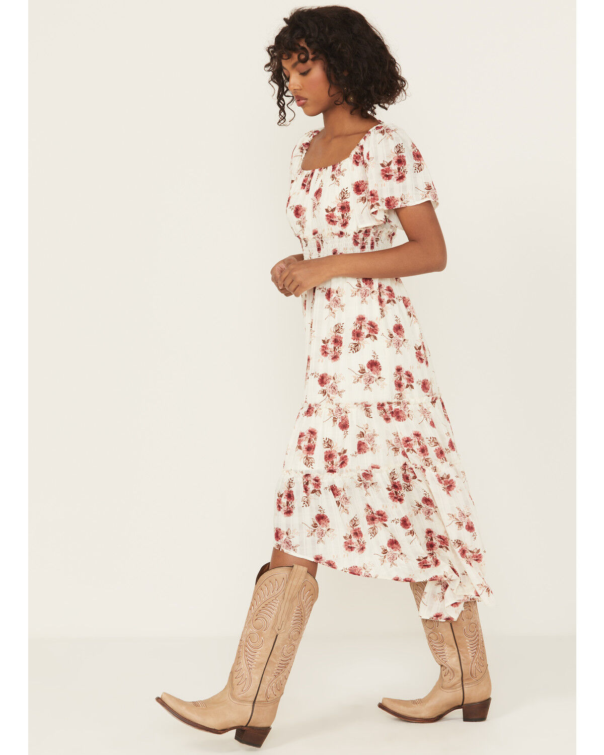 Wild Moss Women's Floral Print High-Low Dress