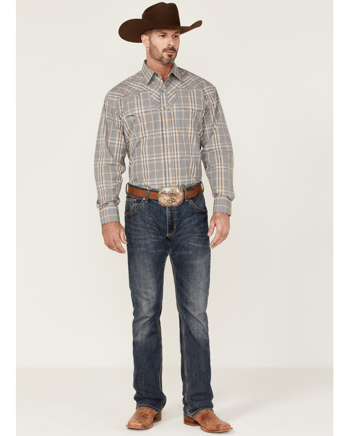 Stetson Men's Smoke Plaid Long Sleeve Snap Western Shirt