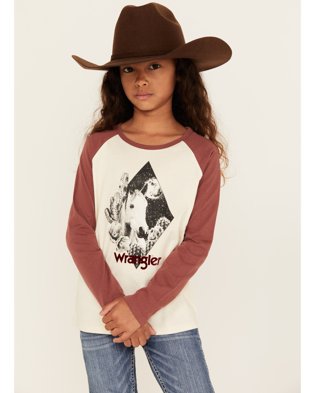 Wrangler Girls' Desert Logo Long Sleeve Graphic Shirt