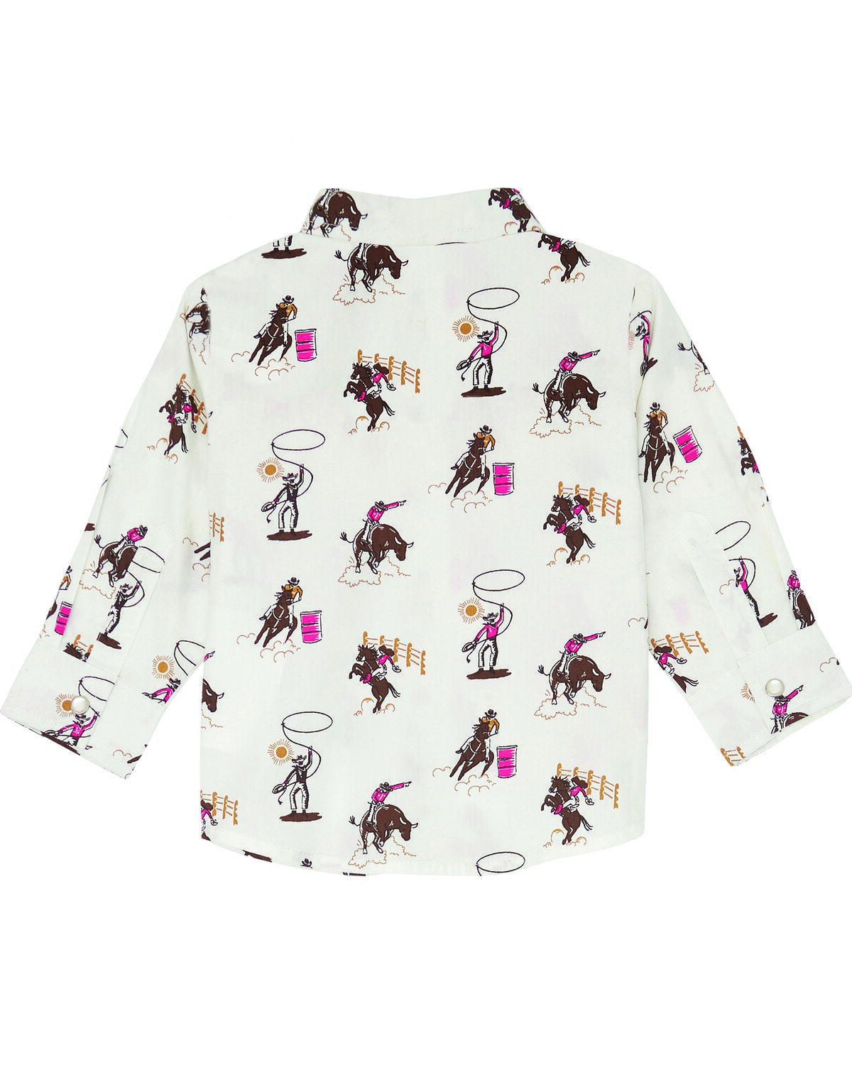 Wrangler Toddler Girls' Rodeo Print Long Sleeve Pearl Snap Western Shirt