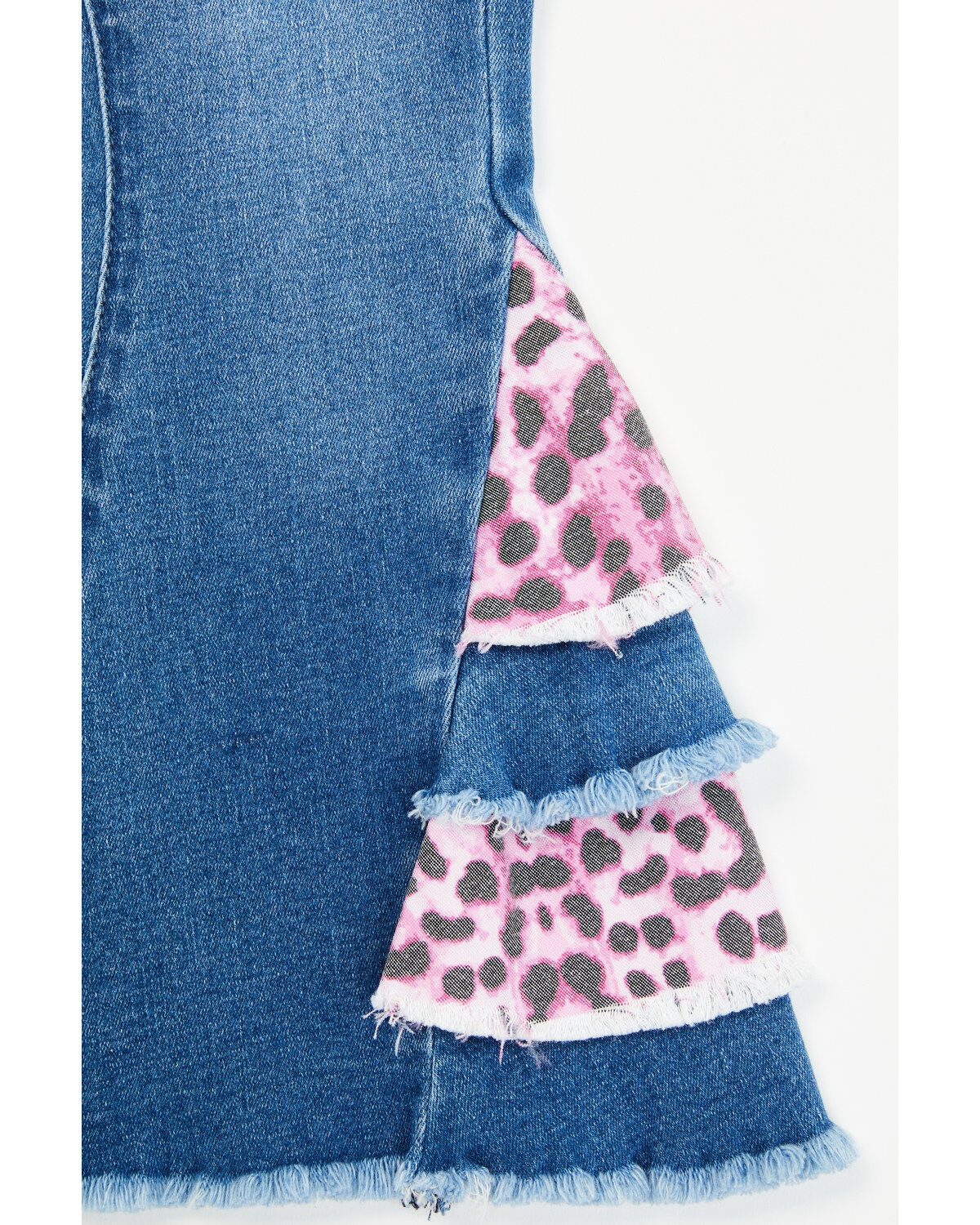 Cowgirl Hardware Toddler Girls' Leopard Print Side Ruffle Flare Jeans