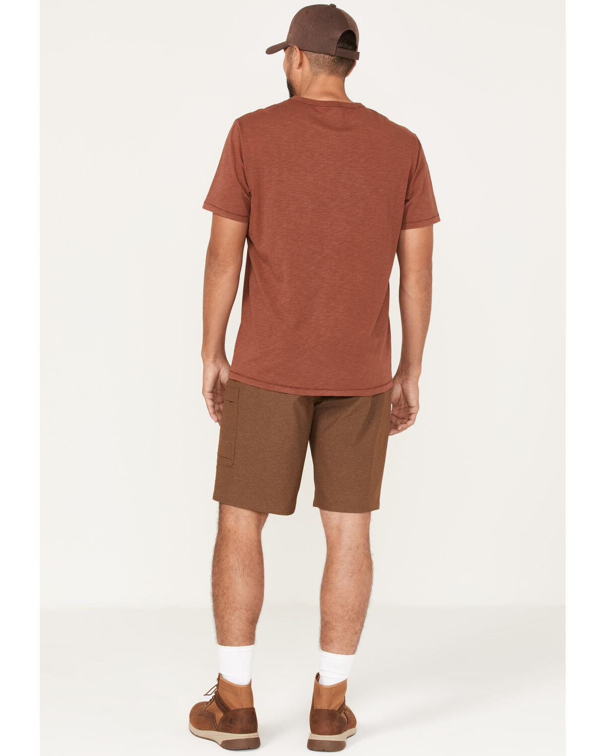Brothers and Sons Men's Stretch Ripstop Brown Slim Straight Cargo Shorts