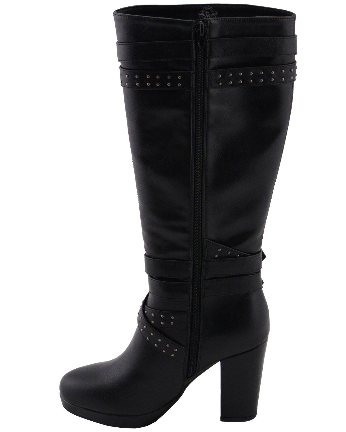Milwaukee Leather Women's Platform Heel Studded Strap Boot - Round Toe