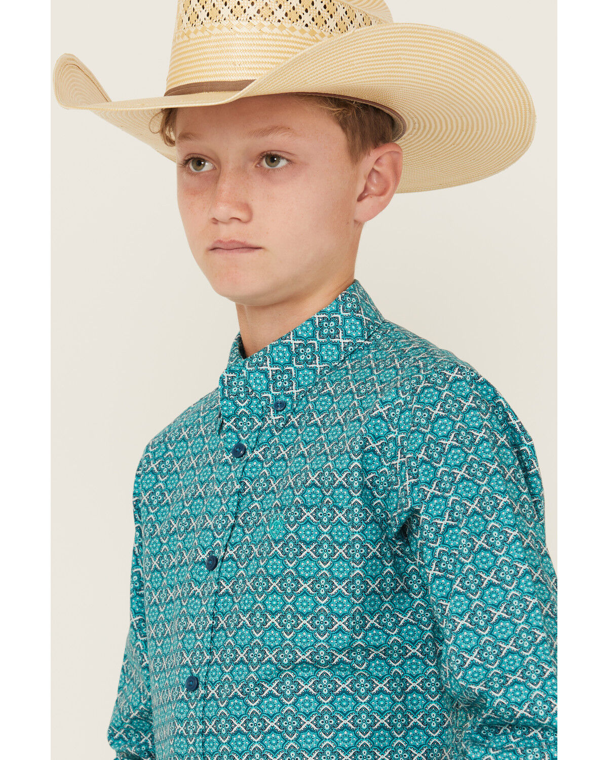 Ariat Boys' Geo Print Long Sleeve Button-Down Western Shirt