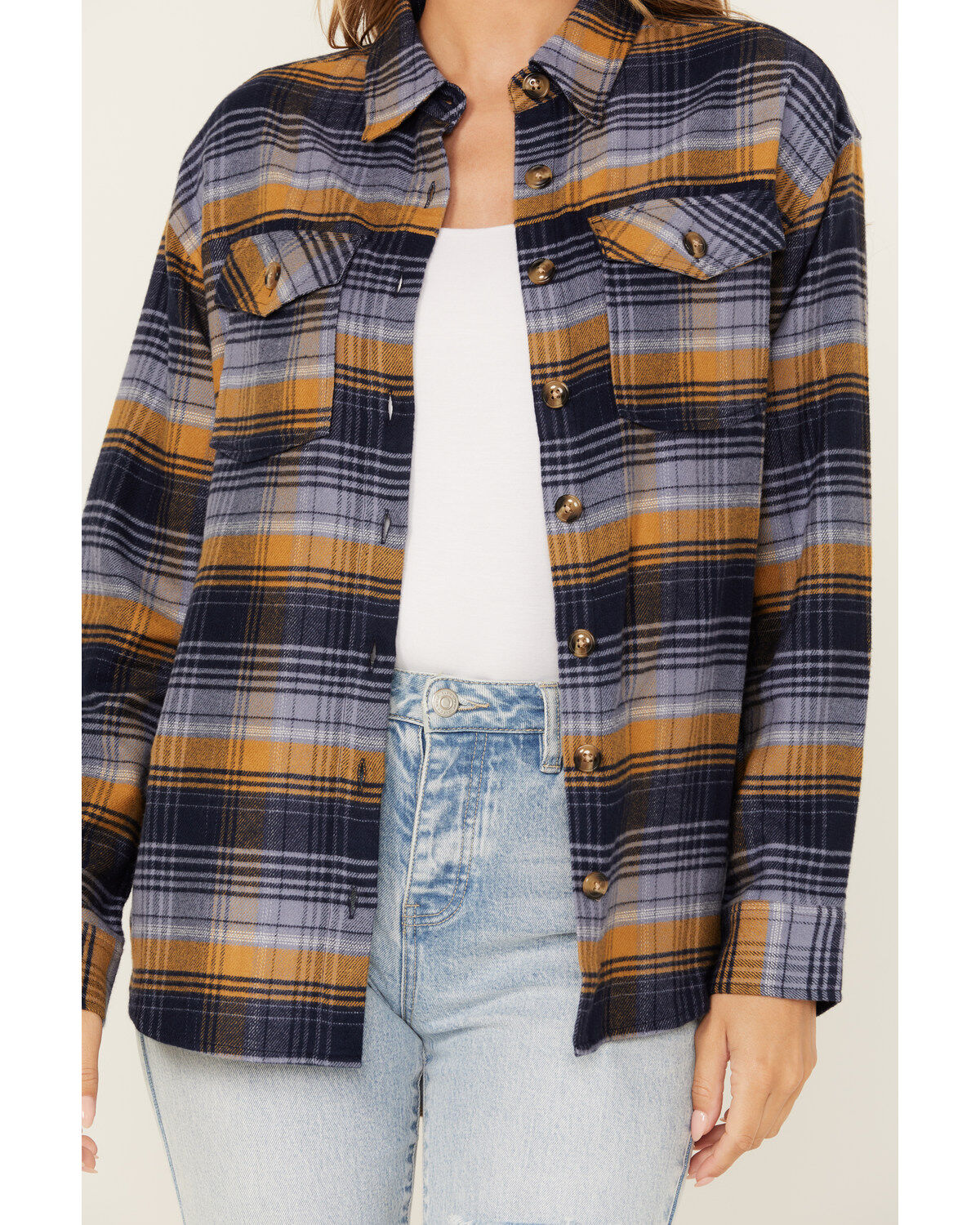 Cleo + Wolf Women's Long Sleeve Button-Down Flannel Boyfriend Shirt