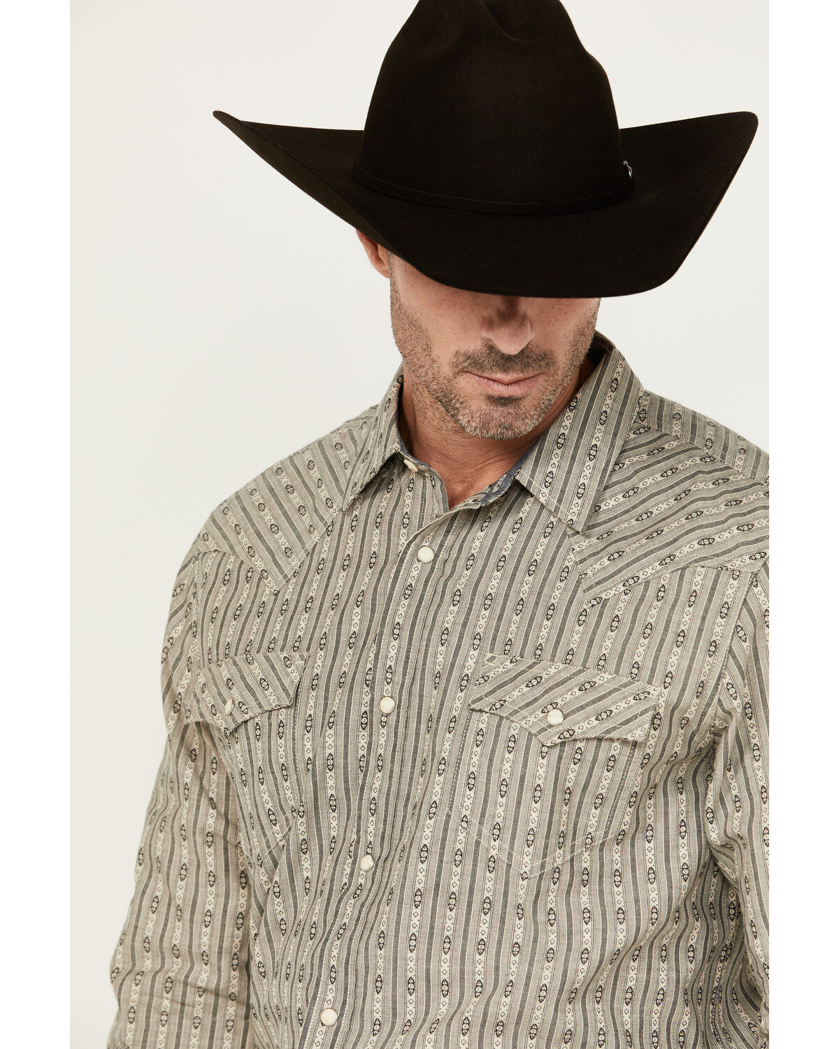 Cody James Men's Transform Striped Print Long Sleeve Snap Western Shirt