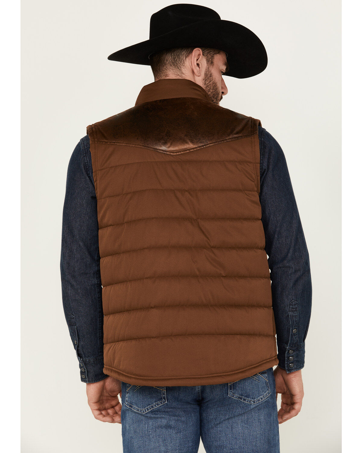 Cody James Men's Leather Yoke Puffer Vest