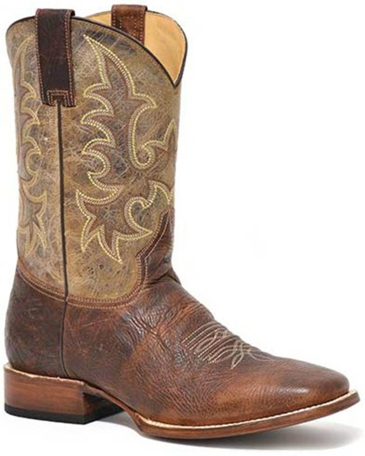 Stetson Men's Obediah Bison Vamp Western Boots - Broad Square Toe