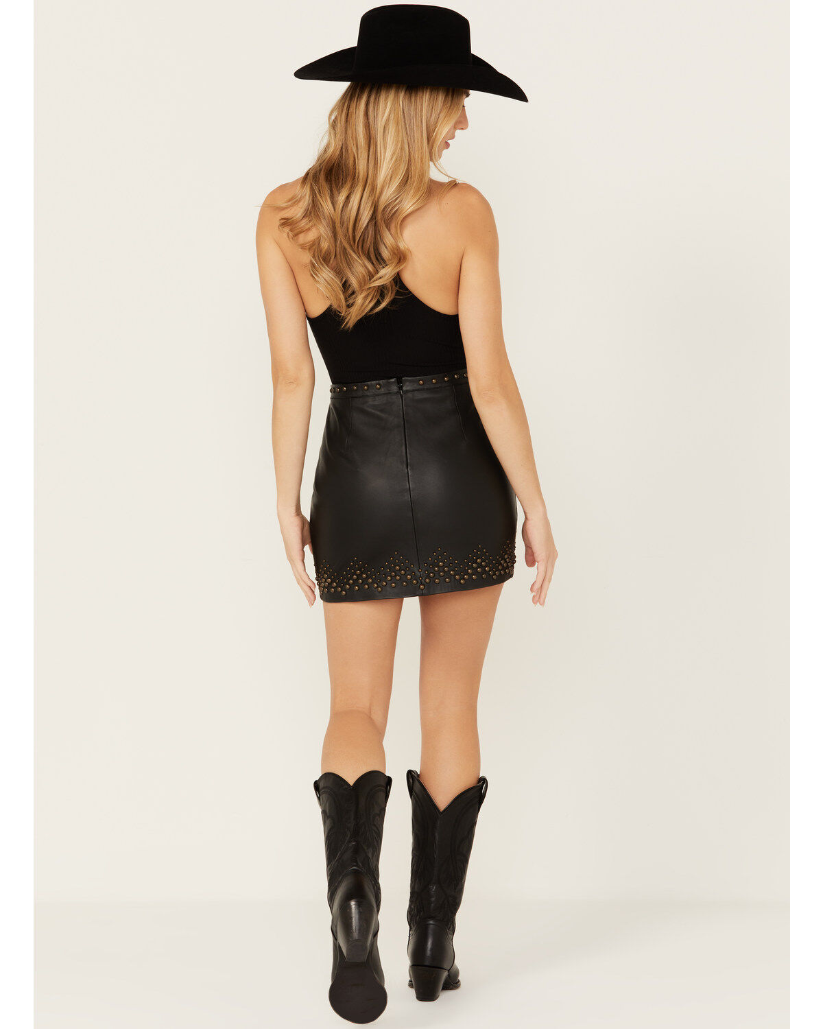Wonderwest Women's Studded Leather Skirt