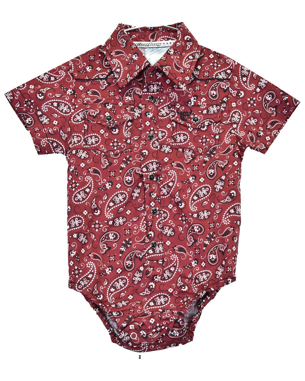 Cowboy Hardware Infant Boys' Bandana Paisley Print Short Sleeve Snap Onesie