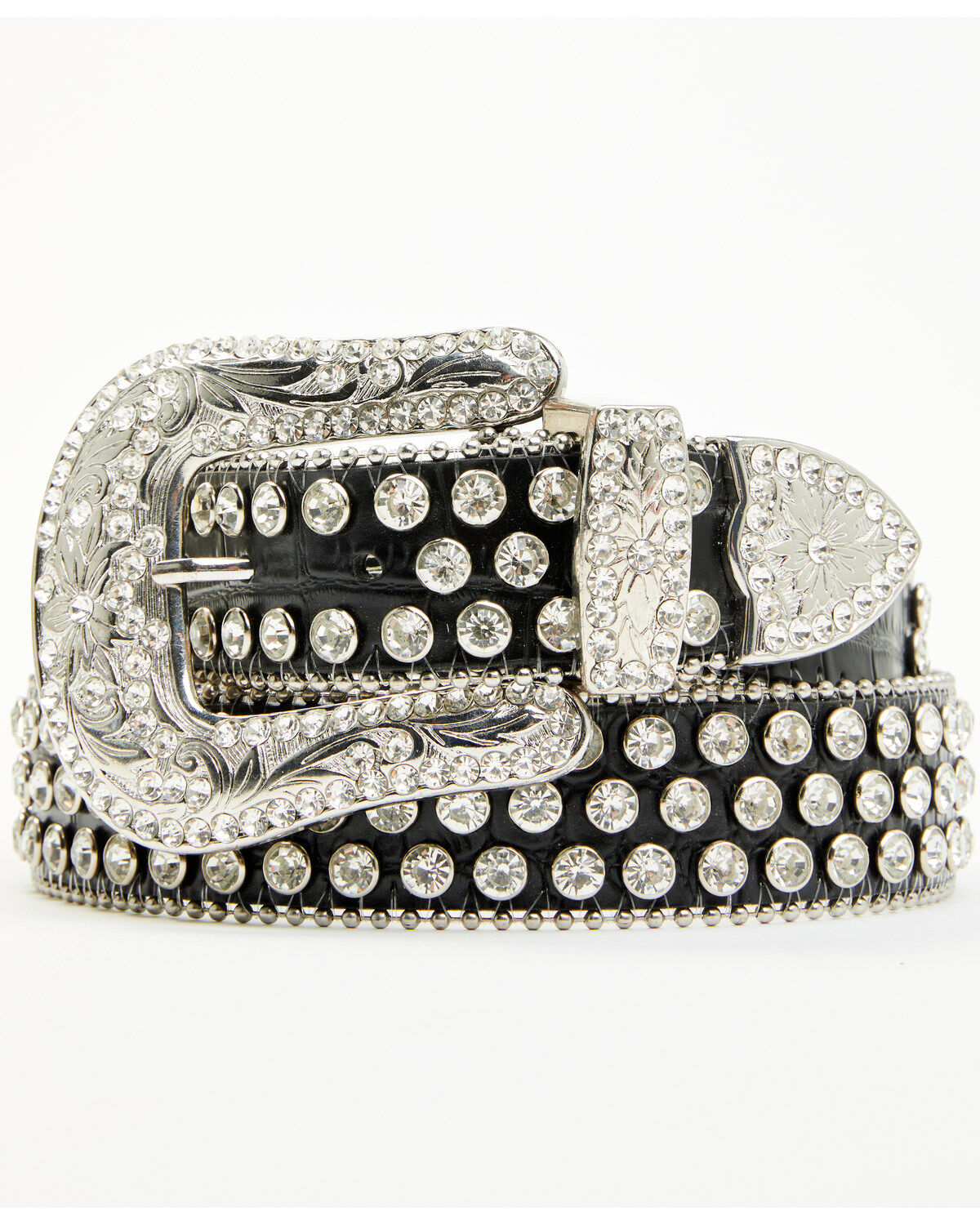 Shyanne Women's Rhinestone Studded Leather Belt