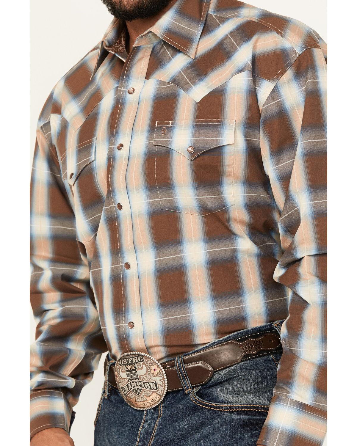 Stetson Men's Plaid Print Long Sleeve Pearl Snap Western Shirt
