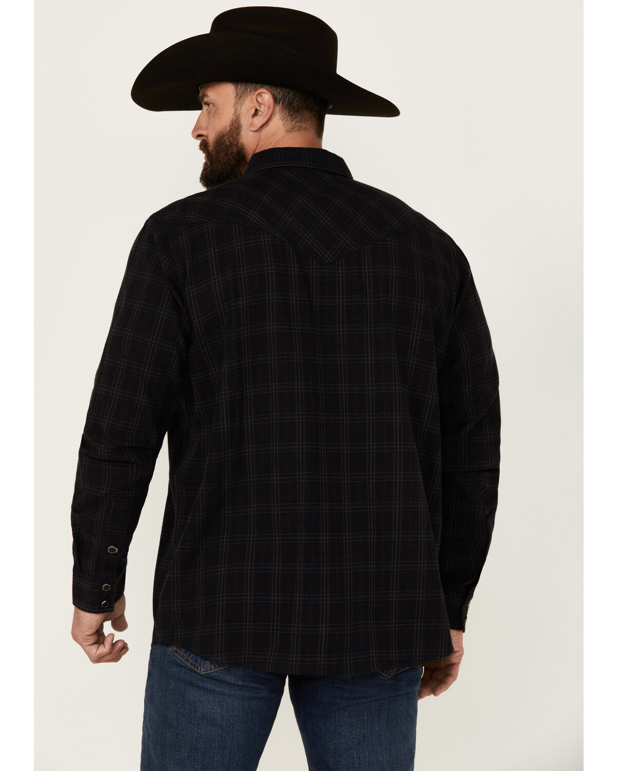 Moonshine Spirit Men's Blacksmith Plaid Print Long Sleeve Snap Western Shirt