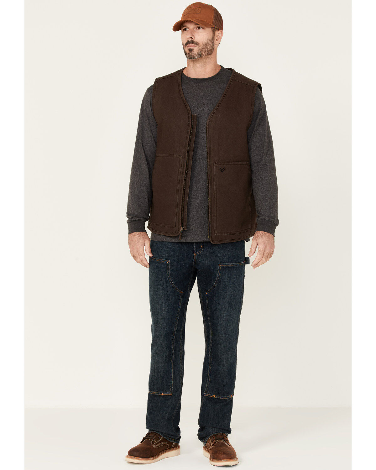 Hawx Men's Weathered Canvas Zip-Front Sherpa Lined Work Vest - Big